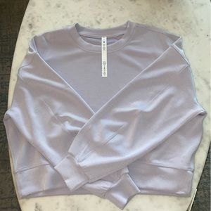 NWT LULU SOFTSTREME PERFECTLY OVERSIZED CROPPED CREW Faint Lavender rare color